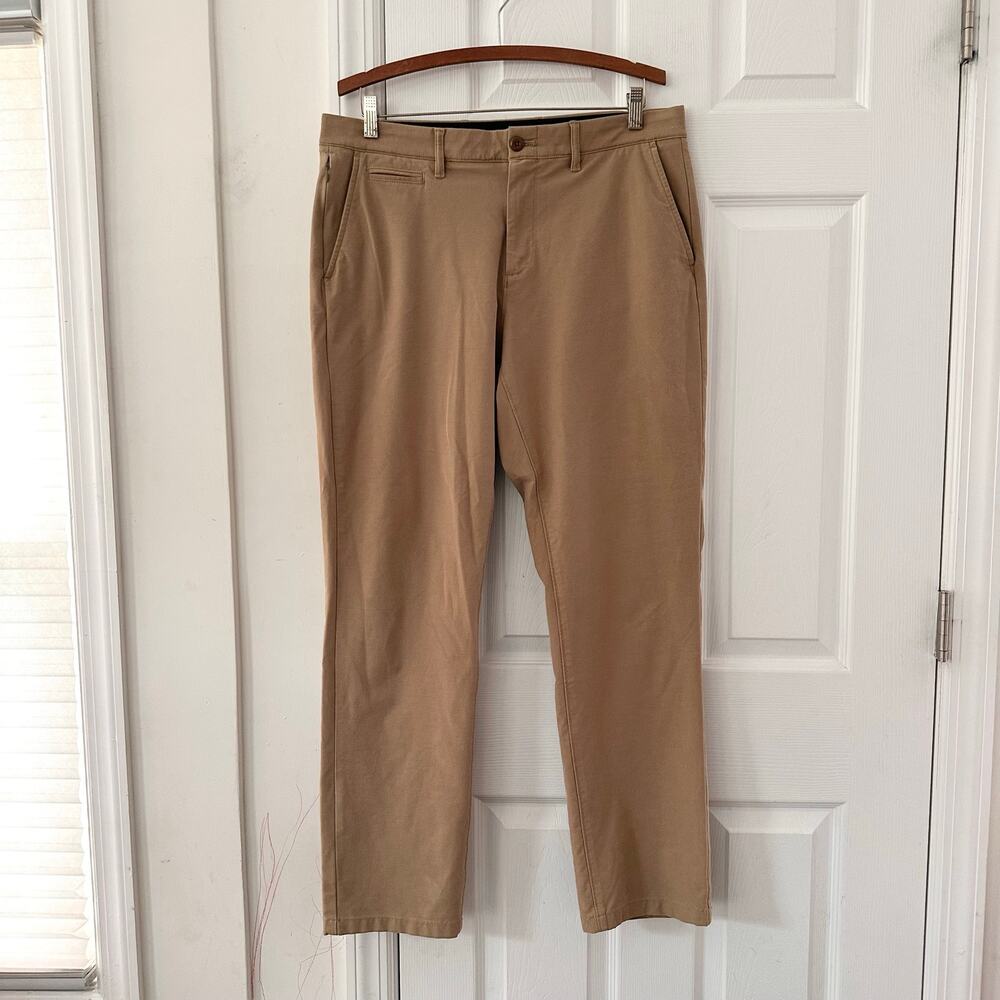 J Crew Oarsmen Tan Performance Pant 4 Way Stretch 770 Straight Pants 33 CG697
